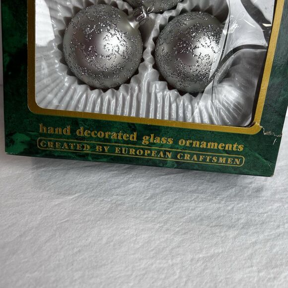 Commodore Christmas Classics Glass Ornaments Silver Teardrop & Circle W/Box - Picture 4 of 8